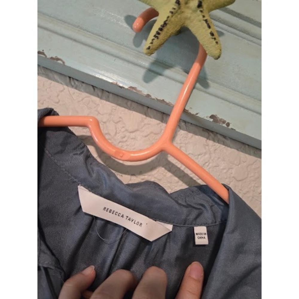 Rebecca Taylor Slate Grey Silk Chrochet Top - Picture 2 of 3